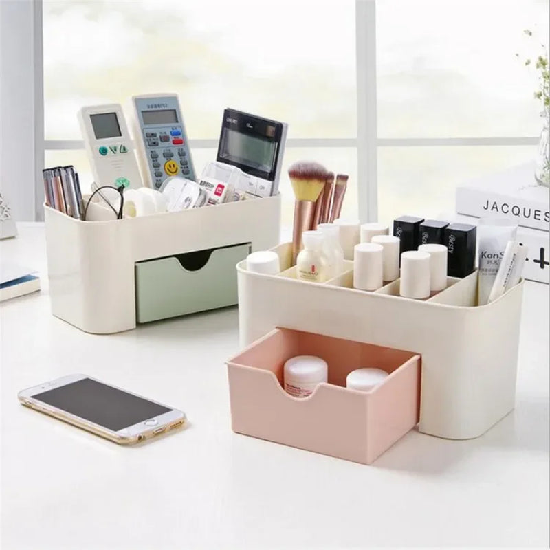 Makeup Organizer Storage Box with Drawer Cotton Swab Stick Storage Lipstick Organizer Brush Holder Acrylic Plastic