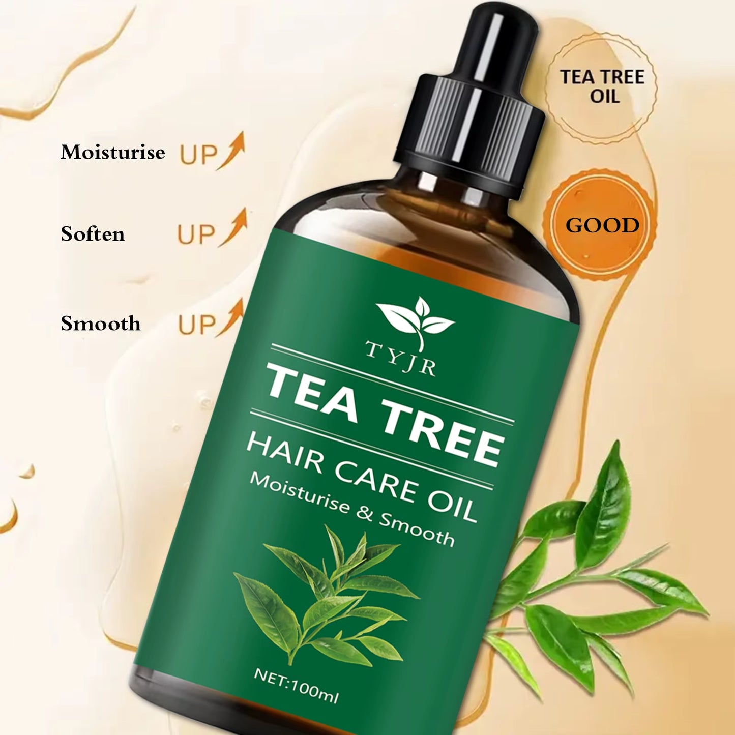 Tea Tree Essential Oil for Skin Care, Massage, Shower, Diffuser Relaxing Essential Oil for Face, Body, Nails, Hair, Eyelashes
