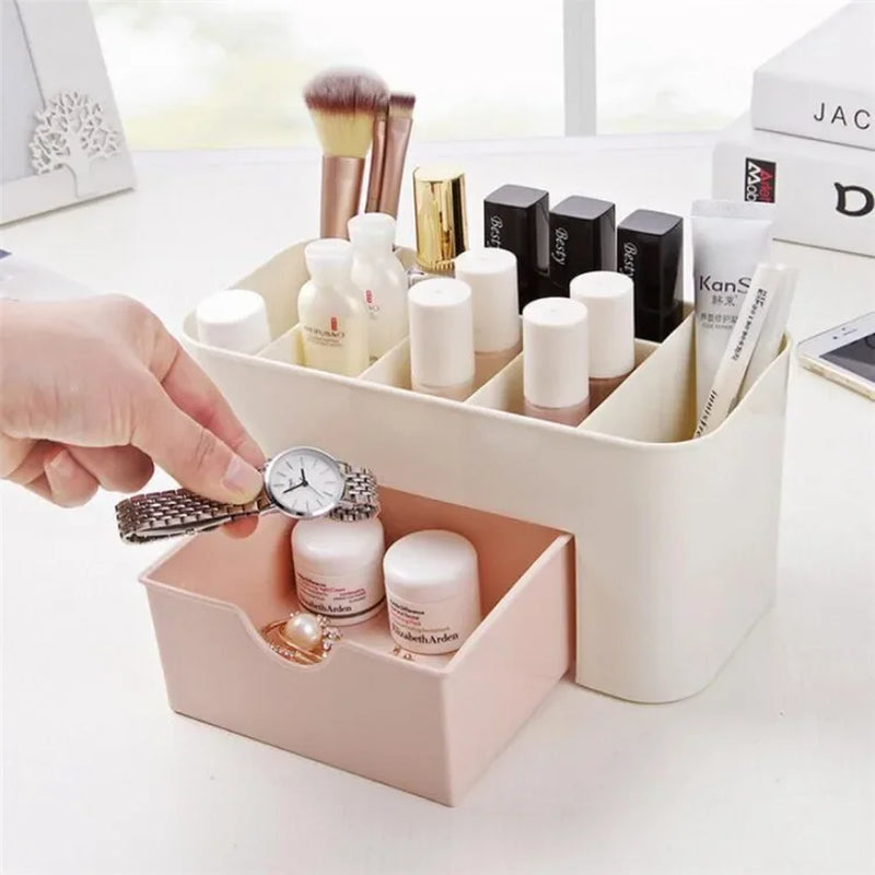 Makeup Organizer Storage Box with Drawer Cotton Swab Stick Storage Lipstick Organizer Brush Holder Acrylic Plastic